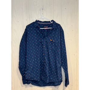 Men's U.S. Polo Assn. Blue Red White Polka Dot Casual Button Down Shirt 2XL